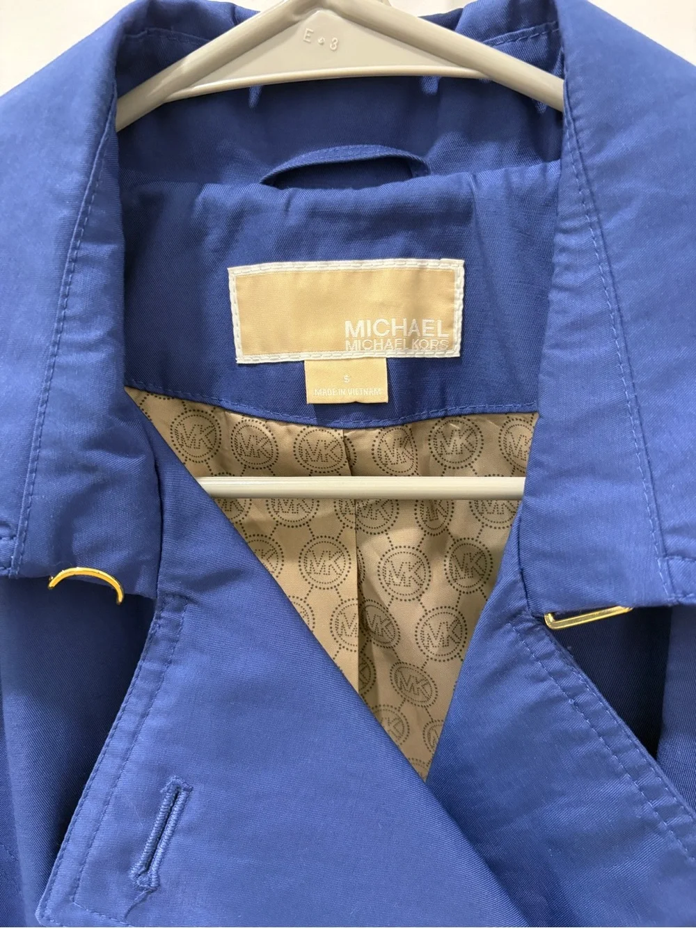 Michael Kors Blue Double-Breasted Women's Trench Coat with Belt